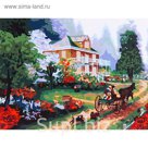 Роспись по холсту "Поместье" по номерам с красками по 3 мл + кисти + инструкция + крепеж
