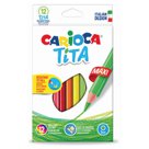 Карандаши цветные утолщенные CARIOCA «Tita Maxi», 12 цветов, пластиковые, шестигранные, 5 мм