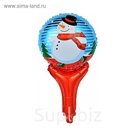 Шар фольгированный 20" "Снеговик на коньках" на ручке