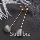 Серьги ассорти "Бусина" нежность нитей, цвет серый в золоте