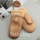 Варежки женские безразмерные подклад искусственный мех цвет бежевый