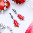 Серьги посеребрение гиппея Коралл