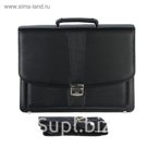 Сумка-портфель мужская на замке "Директ", 1 отдел с перегородкой, длинный ремень, цвет чёрный
