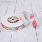 Лента хлопковая "Цветы", 25мм, 23±1м, №10, цвет салатовый