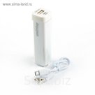 Аккумулятор внешний Smartbuy EZ-BAT, 2000 мАч, 0,5А, белый