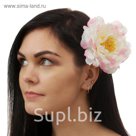 Зажим "Пион", цвет бело-розовый