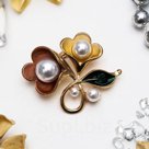 Брошь Цветок колокольчики цветная в золоте