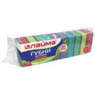 Губки бытовые для мытья посуды, комплект 10 шт., поролон/абразив, высота 27 х ширина 96 х глубина 64 мм, ЛАЙМА