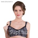 Бюстгальтер послеродовый "Дарина", чёрный с цветами, размер 75-D