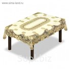 Скатерть, 140х220 см., кремовый/золотой, 100% п/э