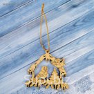 Подвеска на ёлку «Птички под крышей», золото, 8,9×8,5 см