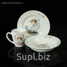 Набор посуды "Феечки", 3 предмета: тарелка 17 см, миска 250 мл, кружка 220 мл