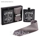 Подарочный набор: галстук и фляга "Настоящему мужику"