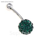 Пирсинг в пупок "Банан" шарик, цвет зеленый, фасовка 6 шт