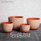 Набор кашпо 4 шт. "Розы" глазурь, экрю 4 л/ 3 л/ 2 л/ 1 л