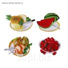 Магнит "Фруктовая тарелка с приборами", МИКС