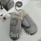 Варежки женские безразмерные подклад искусственный мех цвет серый