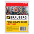 Резинки для денег BRAUBERG, 100 г, цветные, натуральный каучук
