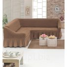 Чехол для мягкой мебели DO CO KOSELIK угловой диван 3 х местный цвет серо коричневый