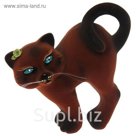 Копилка "Кот Бублик" флок, коричневая
