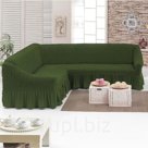 Чехол для мягкой мебели DO CO KOSELIK угловой диван 3 х местный оливковый п э