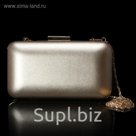 Клатч жен Грация 17*6*10, отд на рамке, длинная цепь, золото