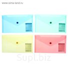 Папка-конверт на кнопке C6 ENVELOPE "Диагональ" прозрачная, 4 вида МИКС, EK 50055
