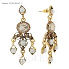 Серьги с жемчугом "Овал с каплями", цвет коричнево-белый в чернёном золоте