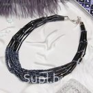 Бусы 10 рядов "Хрусталь", цвет серый, 45см