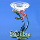 Подсвечник "Ирис" металл, стекло 8х8х13 см