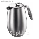 Кофейник с прессом с двойными стенками Columbia, хром, 1 л