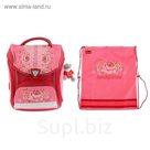 Ранец на замке Hummingbird 38*33*23+мешок для обуви, эргономичная спинка, для девочки, Цветы H 002