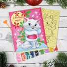 Фреска-открытка "С Новым годом!" Коты аристократы + 9 цветов песка по 2 гр, блестки 2 гр,