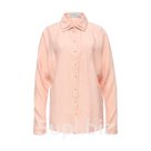 Блуза на пуговицах с кружевным воротником персиковая