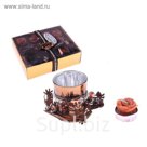 Свечи восковые (набор 4 шт + подсвечник + декор) "Кристалл", цвет крем-брюле