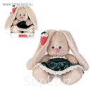 Мягкая игрушка "Зайка Ми" в бархатном платье и клубничкой на ушке