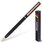 Ручка бизнес-класса шариковая BRAUBERG «Slim Black», корпус черный, золотистые детали, 1 мм, синяя