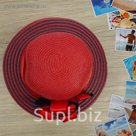 Шляпа пляжная "Маркиза" с цветком, цвет красный, обхват головы 58 см, ширина полей 6 см