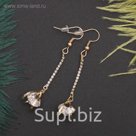 Серьги "Циркон" капля на цепочке, цвет белый в золоте