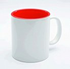 Кружка цветная керамическая для сублимации, красная внутри. (d=8.0 см, h=9.5 см, m=400 г)