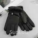 Перчатки женские утеплённые безразмерные, комбинированные, искусственный мех, для сенсорных экранов, цвет чёрный