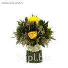 Декоративная композиция "Папоротник" малый, 14 х 14 х 15 см, желтый