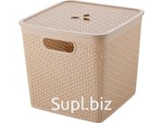 Корзина 310х310х280 21л. для хранения, с крышкой, стенки перф, код: 36161