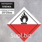 Наклейка «Вещества, способные к самовозгоранию, легковоспламеняющиеся вещества и материалы» (4 класс опасности), цвет красный, 250×250 мм