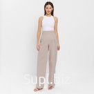 Брюки женские хлопковые MINAKU: Enjoy, серо-розовые, размер 40