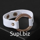 Браслет кожа "Помпеи" заклёпки, цвет белый в золоте, 21 см