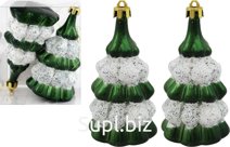 Christmas tree decorations. 2 Christmas trees with decor, 5.5 x 4.6 x 11 cm. Color: green.