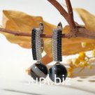 Серьги шар №10 "Агат полосатый" в серебре