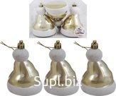 Christmas tree decorations. New Year's caps, 3 pcs., d8 cm. Package size: 145 x 66 x 92 mm. Color: gold.