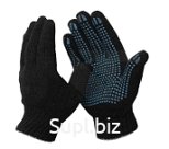 Перчатки Х/Б ЧЕРНАЯ с ПВХ 7,5 класс 7-ми нитка с ПВХ